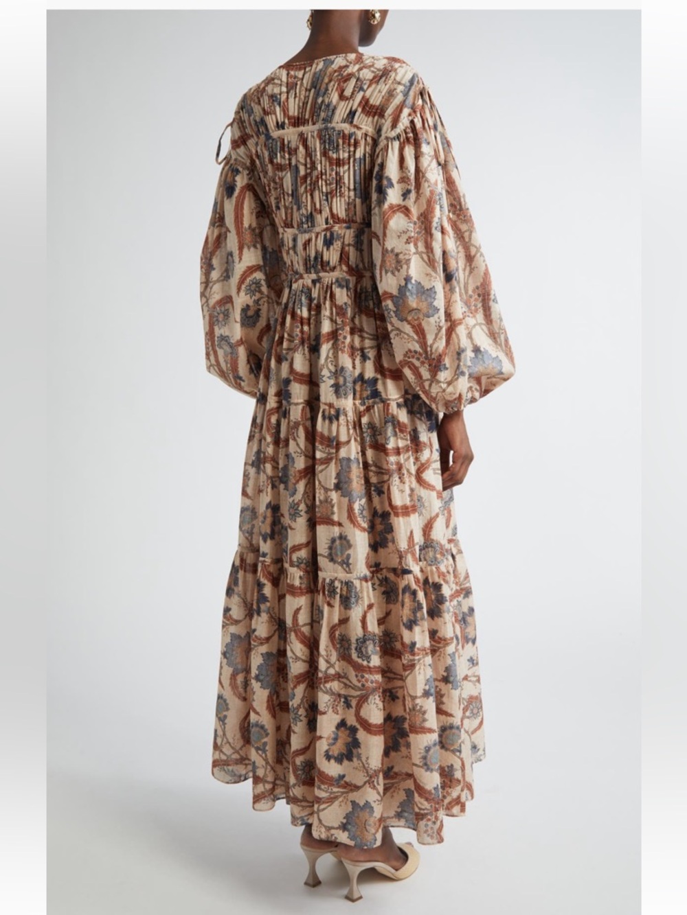 Zimmermann Ascension Tie Billow Long Sleeve Tiered Maxi Dress - size 2 - Picture 2 of 15